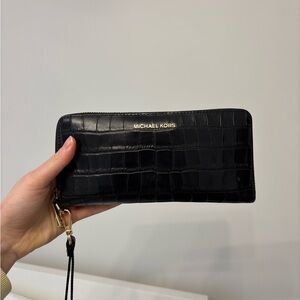 Michael Kors Black Crocodile Embossed Wallet - Excellent Condition